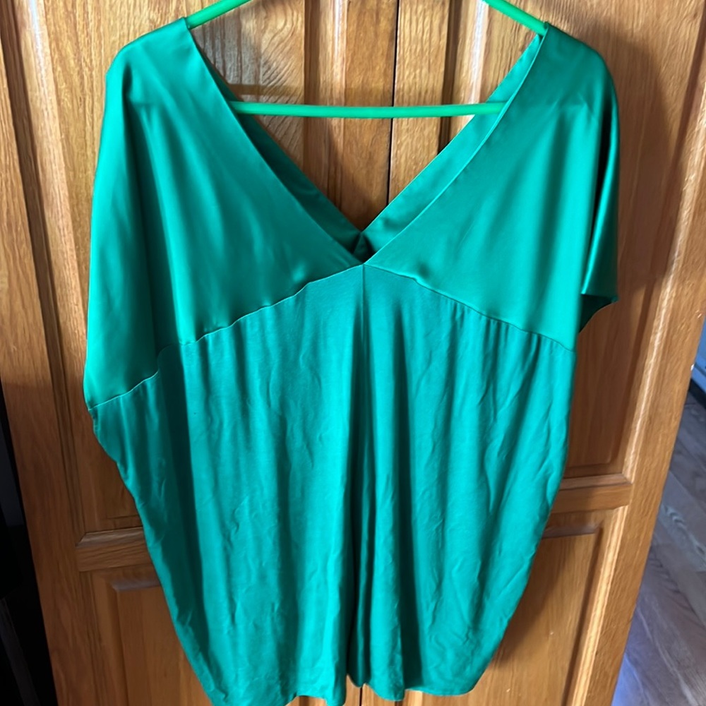 Addition Elle Silky Green Blouse 2X
